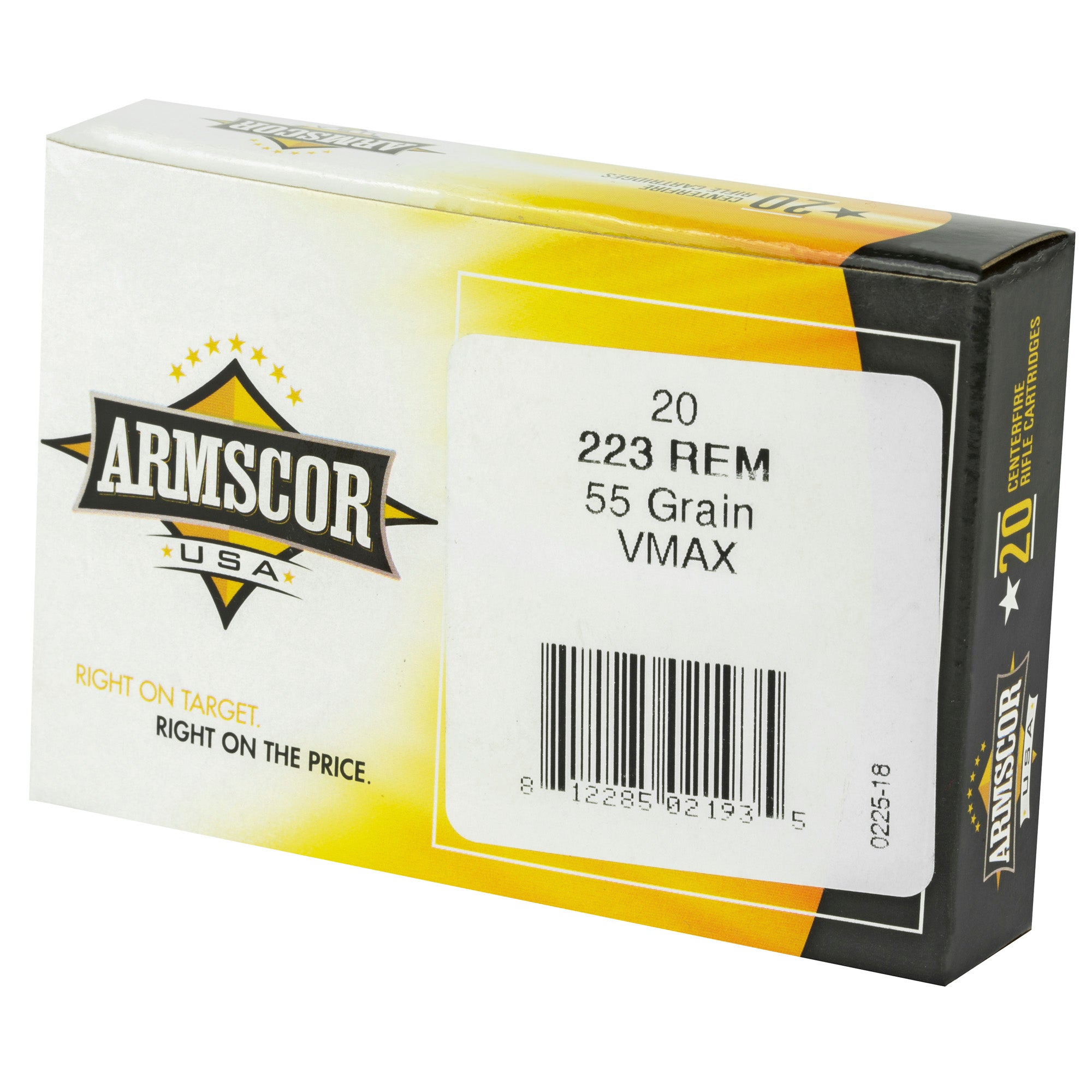 Armscor 223 Remington 55 Grain V-Max Ammunition – 20 Rounds or Case of 1,000