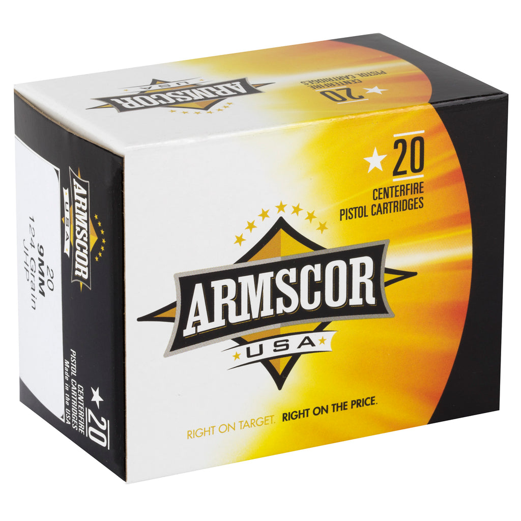 Armscor 9mm 124-Grain Hollow Point Ammunition – 20 Rds / 500 Rds Case
