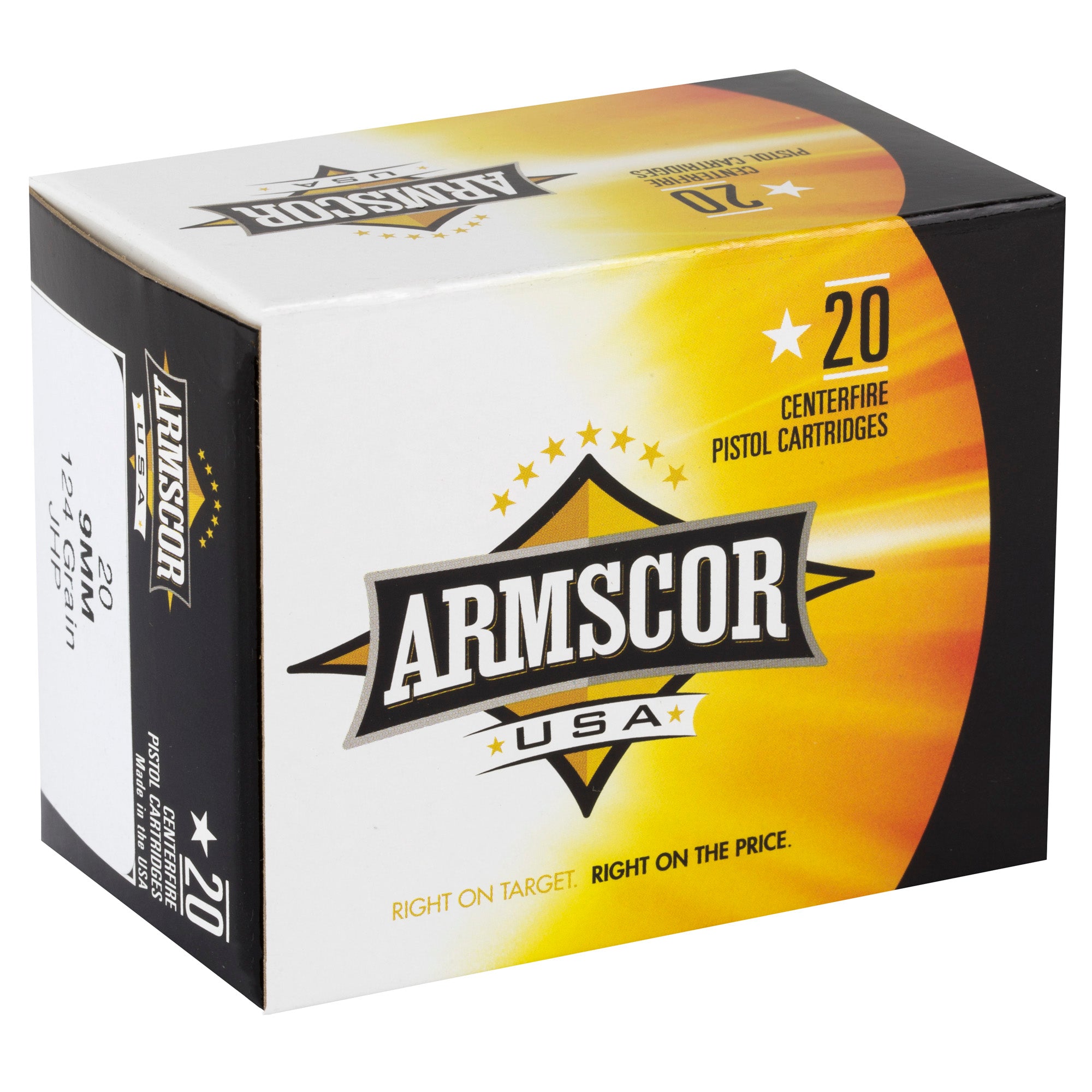 Armscor 9mm 124-Grain Hollow Point Ammunition – 20 Rds / 500 Rds Case