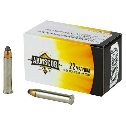 Armscor 22WMR, 40 Grain, Jacketed Hollow Point, 50 Round Box