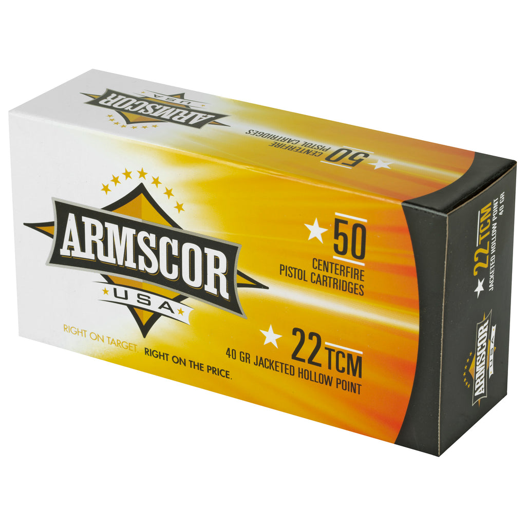 Armscor 22 TCM 40 Grain Hollow Point Ammo - 50 Rounds per Box, 1000 per Case