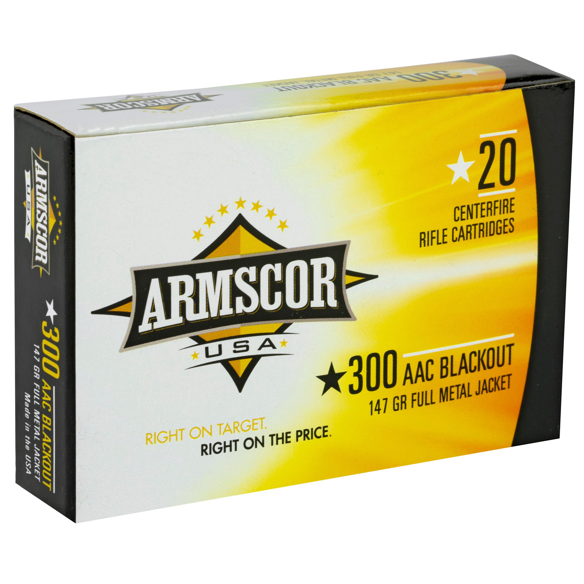 Armscor 300 Blackout 147 Grain FMJ Ammunition – 20 Rrounds per Box, 200 per Case