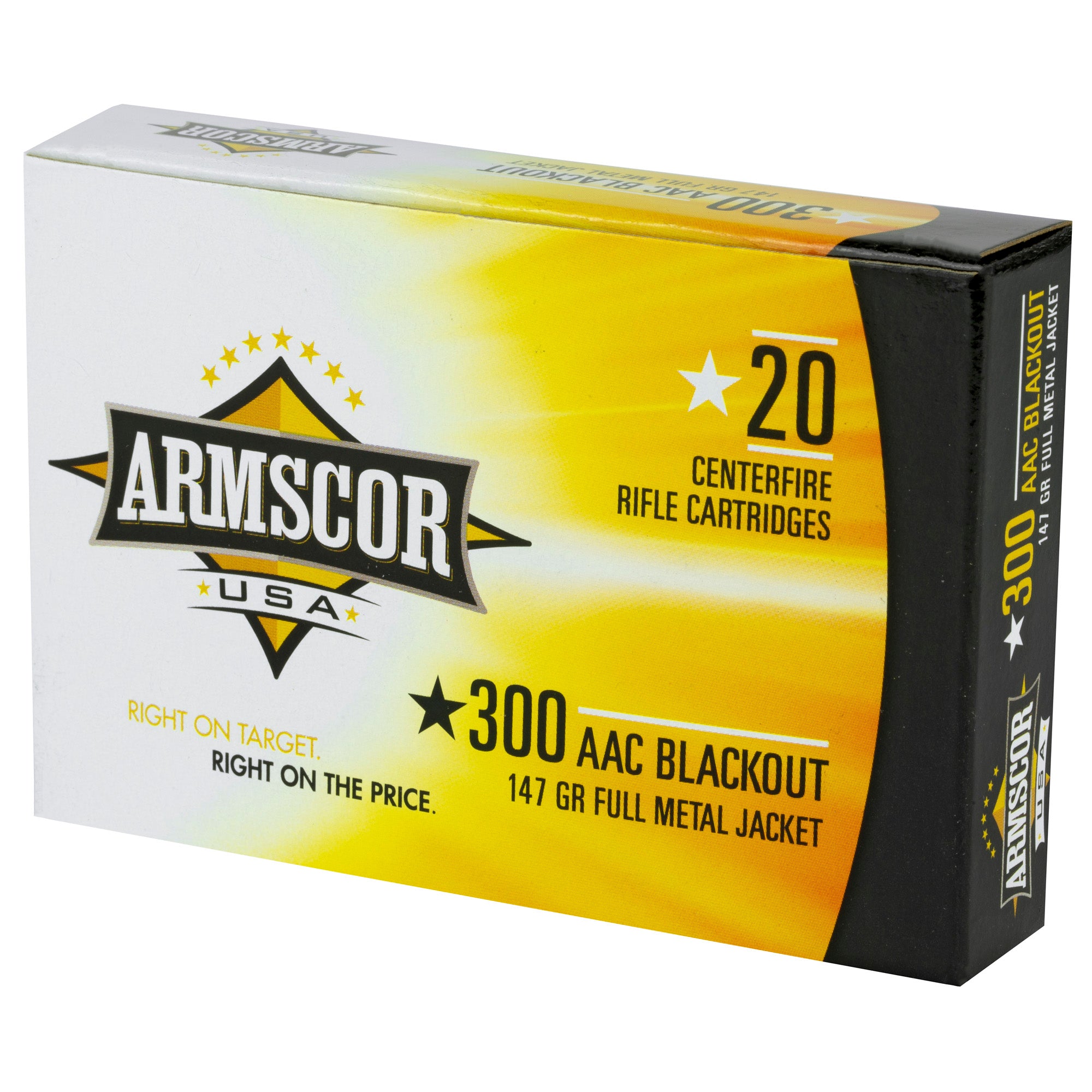 Armscor 300 Blackout 147 Grain FMJ Ammunition – 20 Rrounds per Box, 200 per Case