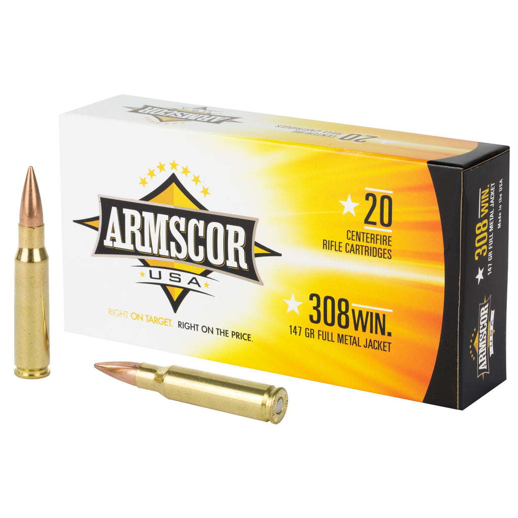 Armscor 308 Winchester 147-Grain FMJ Ammunition - 20 Round Box, 200 Rounds per Case