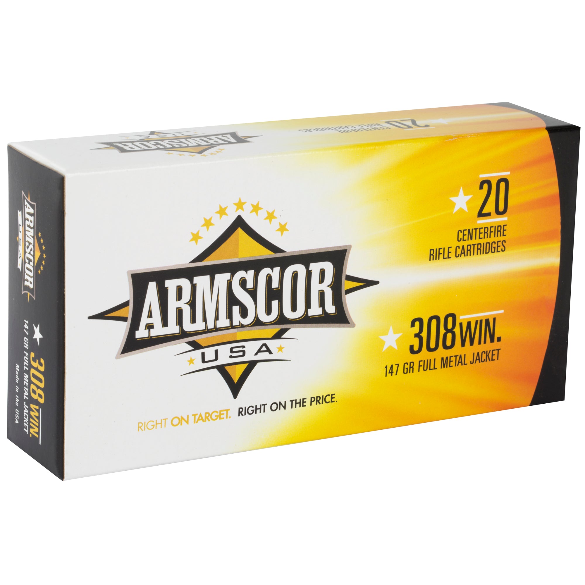 Armscor 308 Winchester 147-Grain FMJ Ammunition - 20 Round Box, 200 Rounds per Case