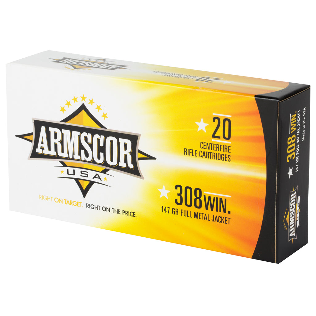 Armscor 308 Winchester 147-Grain FMJ Ammunition - 20 Round Box, 200 Rounds per Case