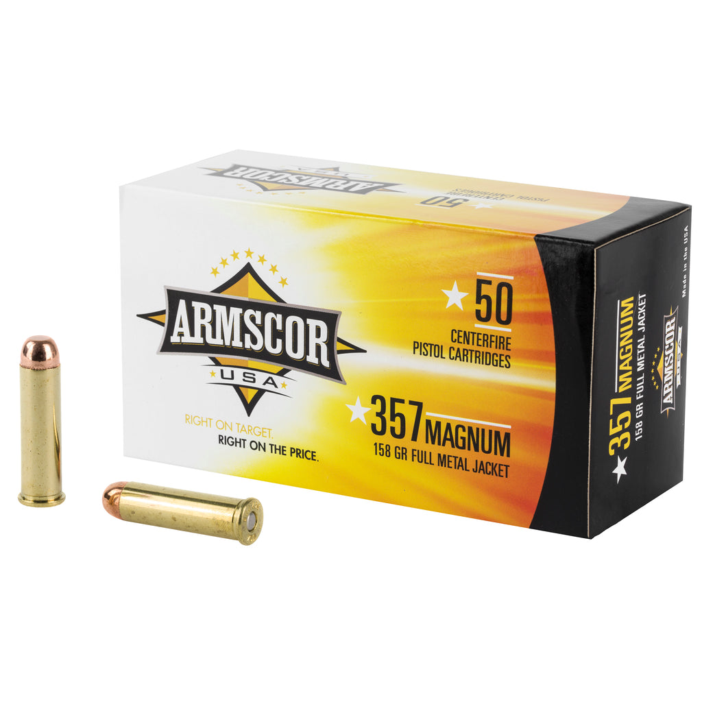 Armscor 357 Magnum 158 Grain FMJ Ammunition - 50 Rounds / Box, 1000 Rounds / Case