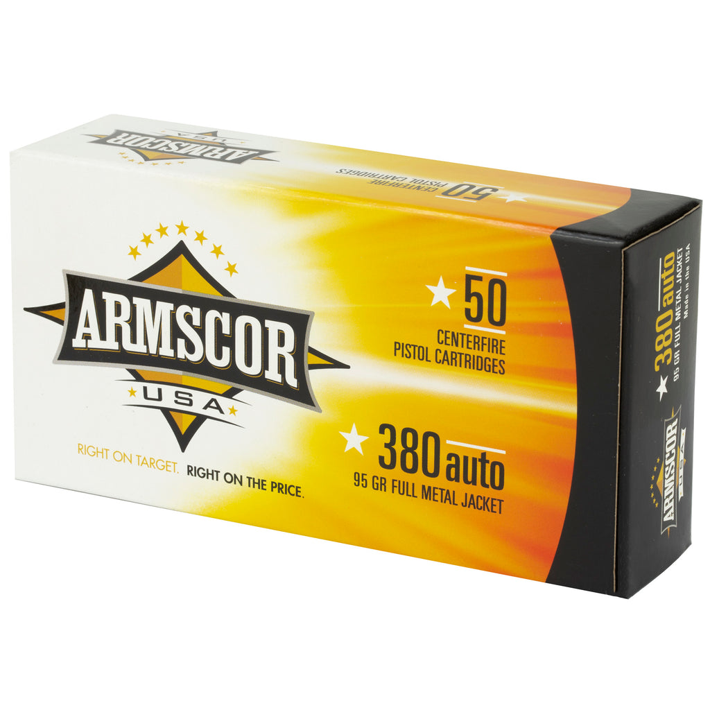 Armscor 380 ACP 95GR FMJ Ammunition - 50 Rounds Per Box, 1000 Per Case