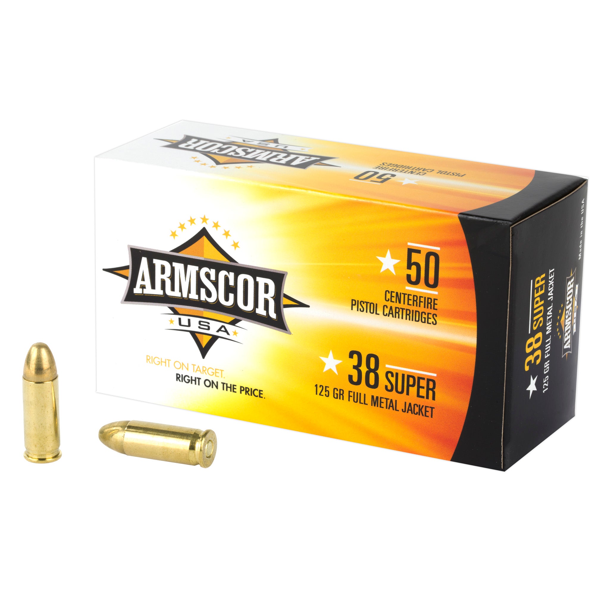 Armscor 38 Super 125 Grain FMJ Ammunition – 50 Round Box, 1000 Rounds Case