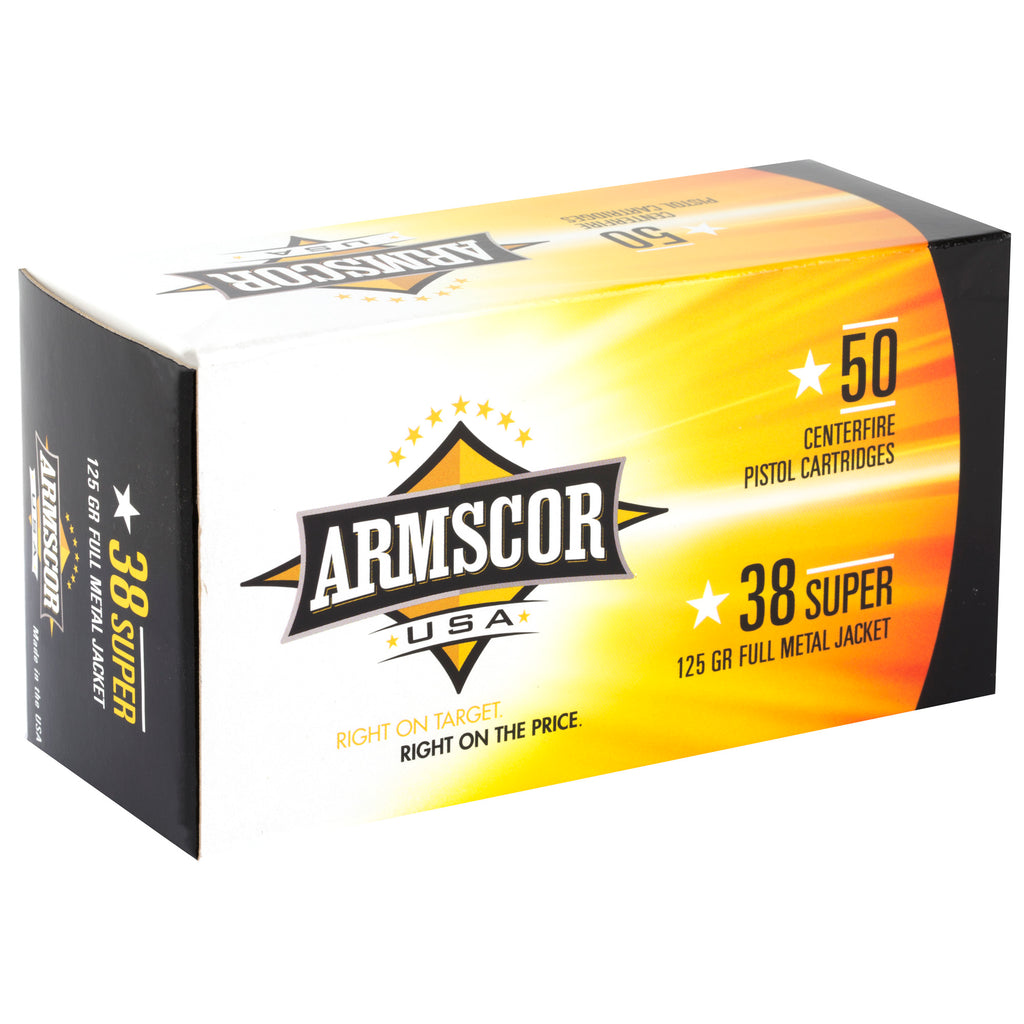 Armscor 38 Super 125 Grain FMJ Ammunition – 50 Round Box, 1000 Rounds Case