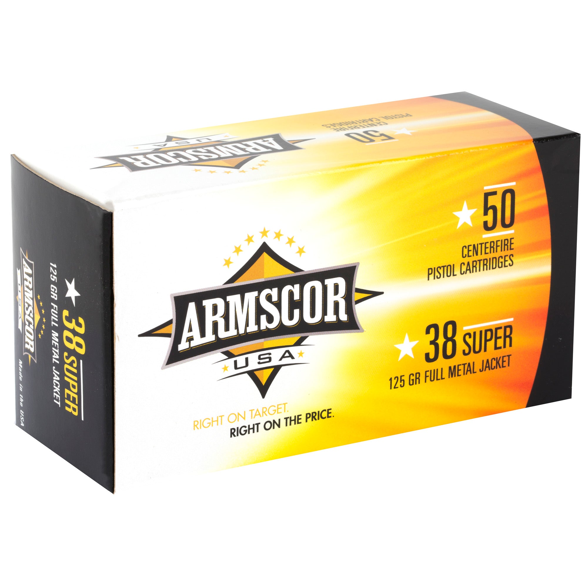 Armscor 38 Super 125 Grain FMJ Ammunition – 50 Round Box, 1000 Rounds Case