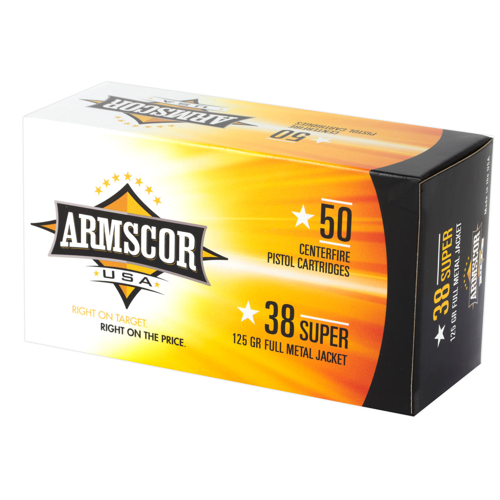 Armscor 38 Super 125 Grain FMJ Ammunition – 50 Round Box, 1000 Rounds Case