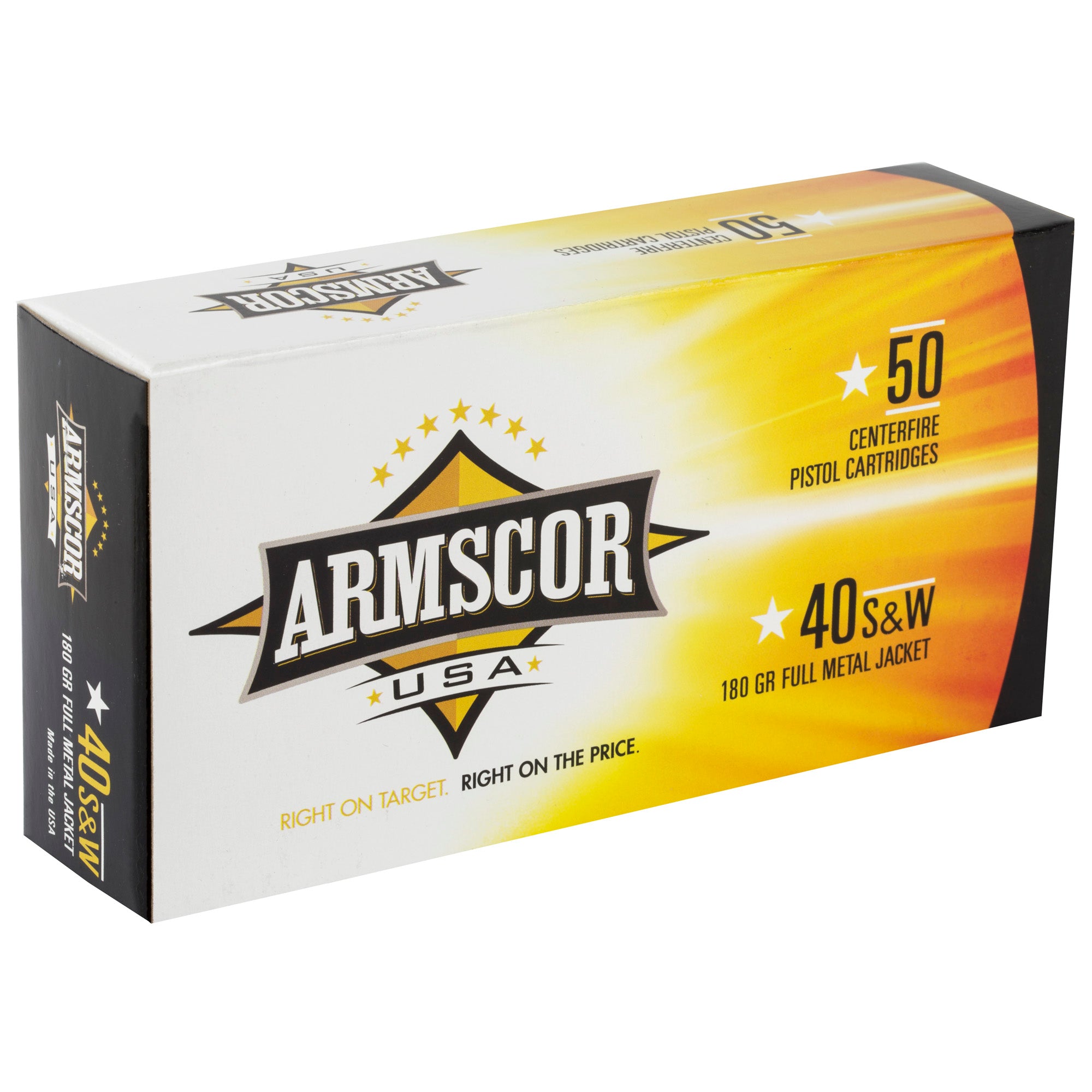 Armscor 40 S&W 180-Grain FMJ Ammunition - 50 Rounds per Box, 1000 per Case
