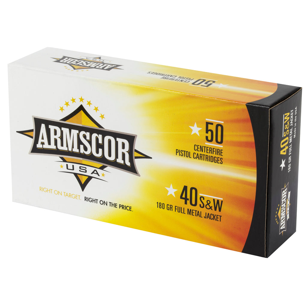 Armscor 40 S&W 180-Grain FMJ Ammunition - 50 Rounds per Box, 1000 per Case