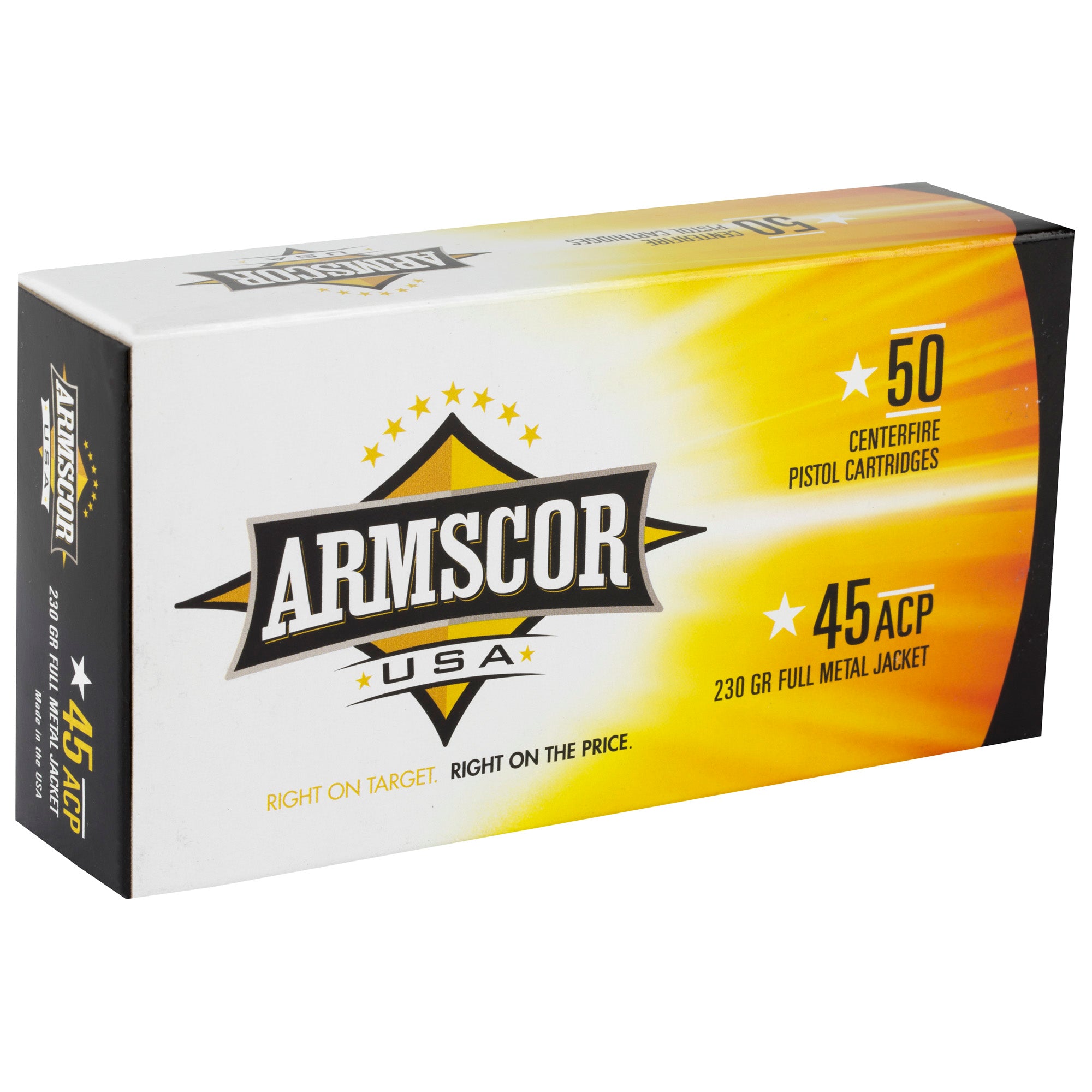 Armscor 45 ACP 230 Grain FMJ Ammunition - 50 Rounds per Box, 1000 per Case