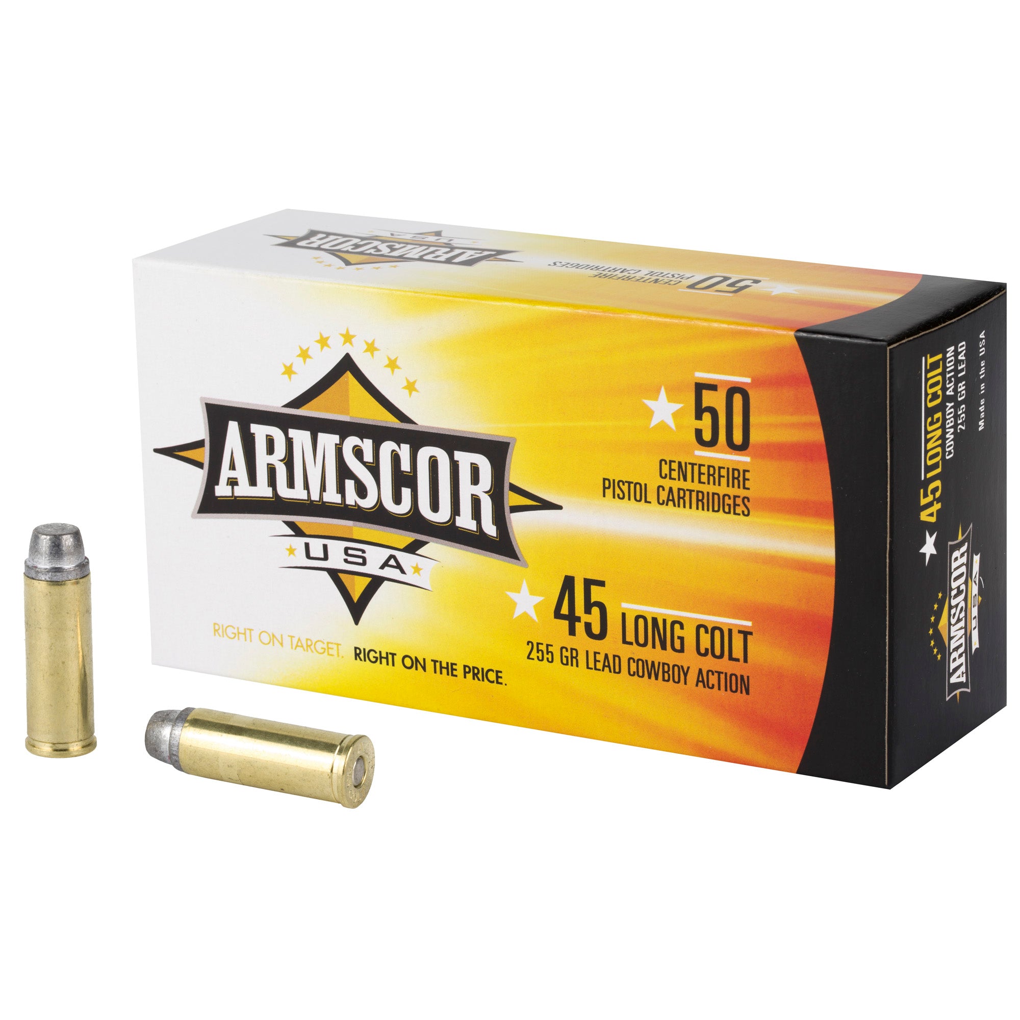 Armscor 45 Colt 255-Grain Lead Flat Nose Ammunition, 50 Rounds per Box