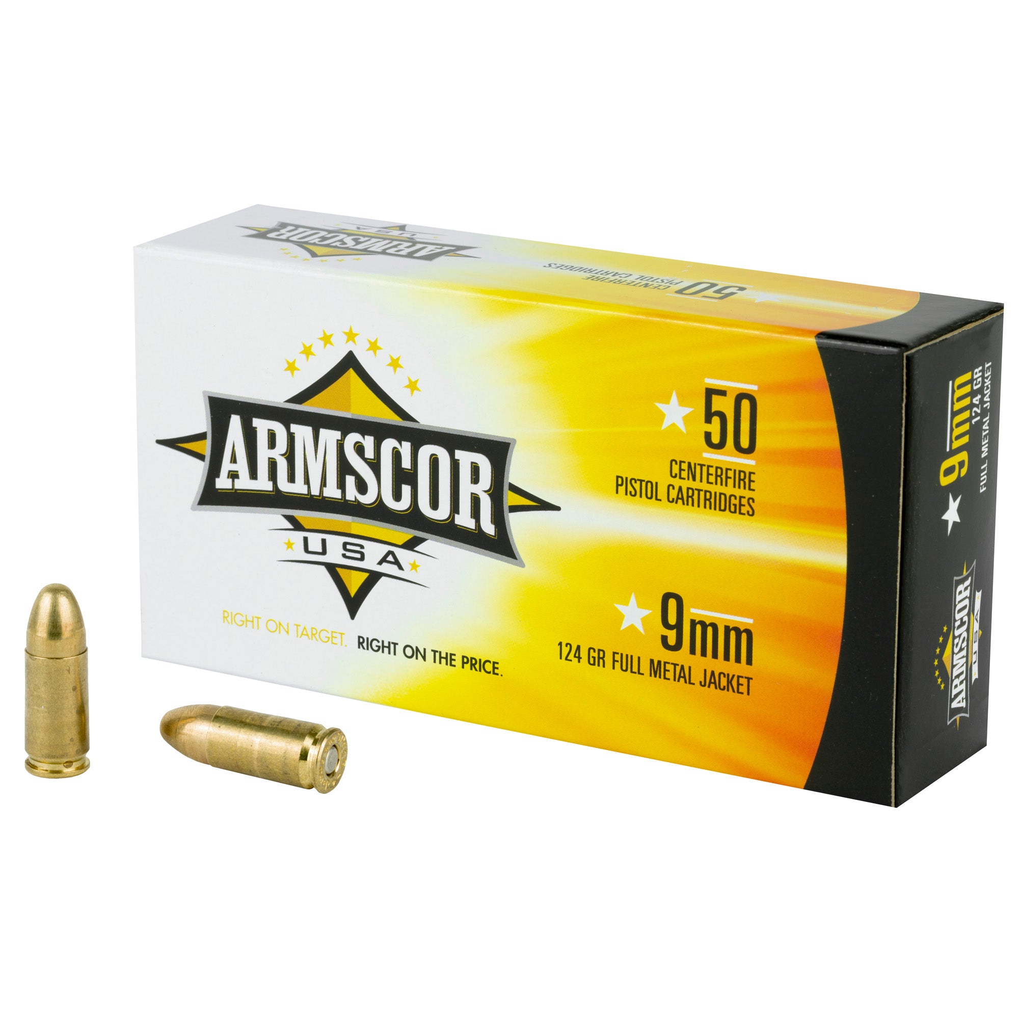 Armscor 9mm 124 Grain FMJ Ammunition – Reliable Full Metal Jacket Bullets for Shooting Enthusiasts