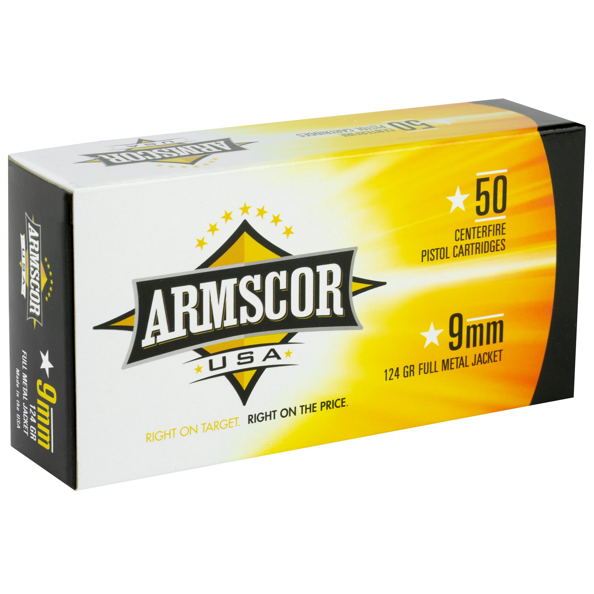 Armscor 9mm 124 Grain FMJ Ammunition – Reliable Full Metal Jacket Bullets for Shooting Enthusiasts