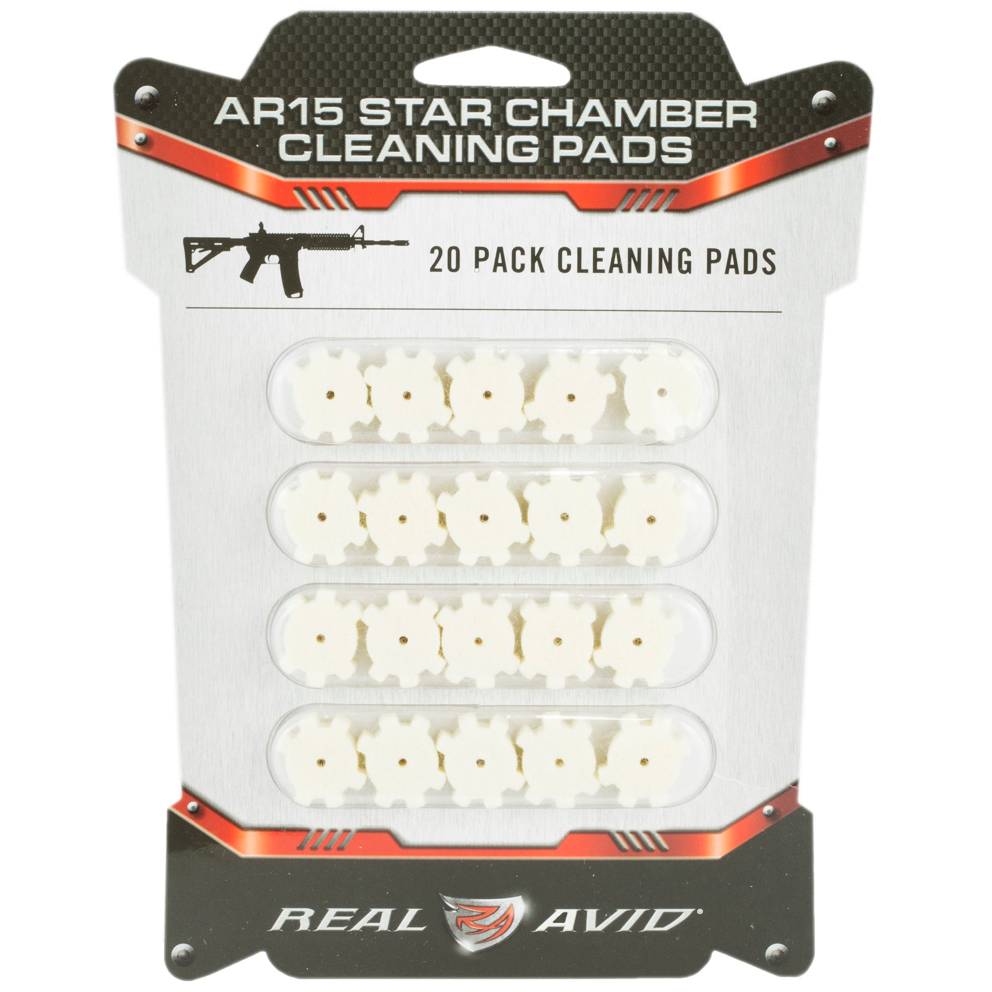 Real Avid AR15 Star Chamber Cleaning Pads (AVIDAVAR15CP) - Pack of 20 Wool Pads for Effective Carbon Removal
