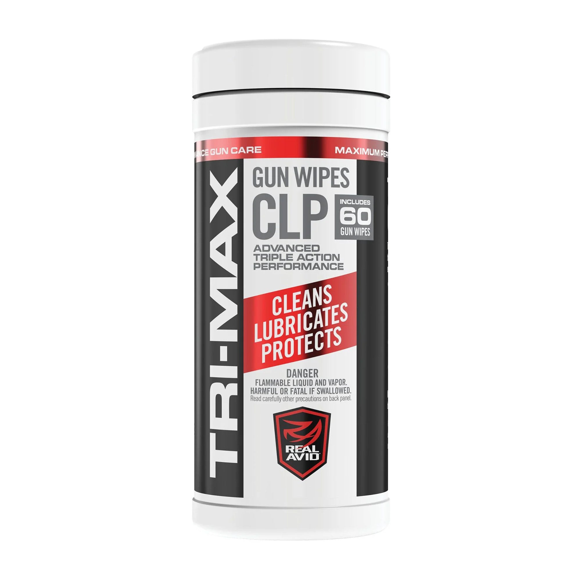 Real Avid TRI-MAX CLP Gun Wipes - 60 Count for All-in-One Cleaning, Lubrication, and Rust Protection