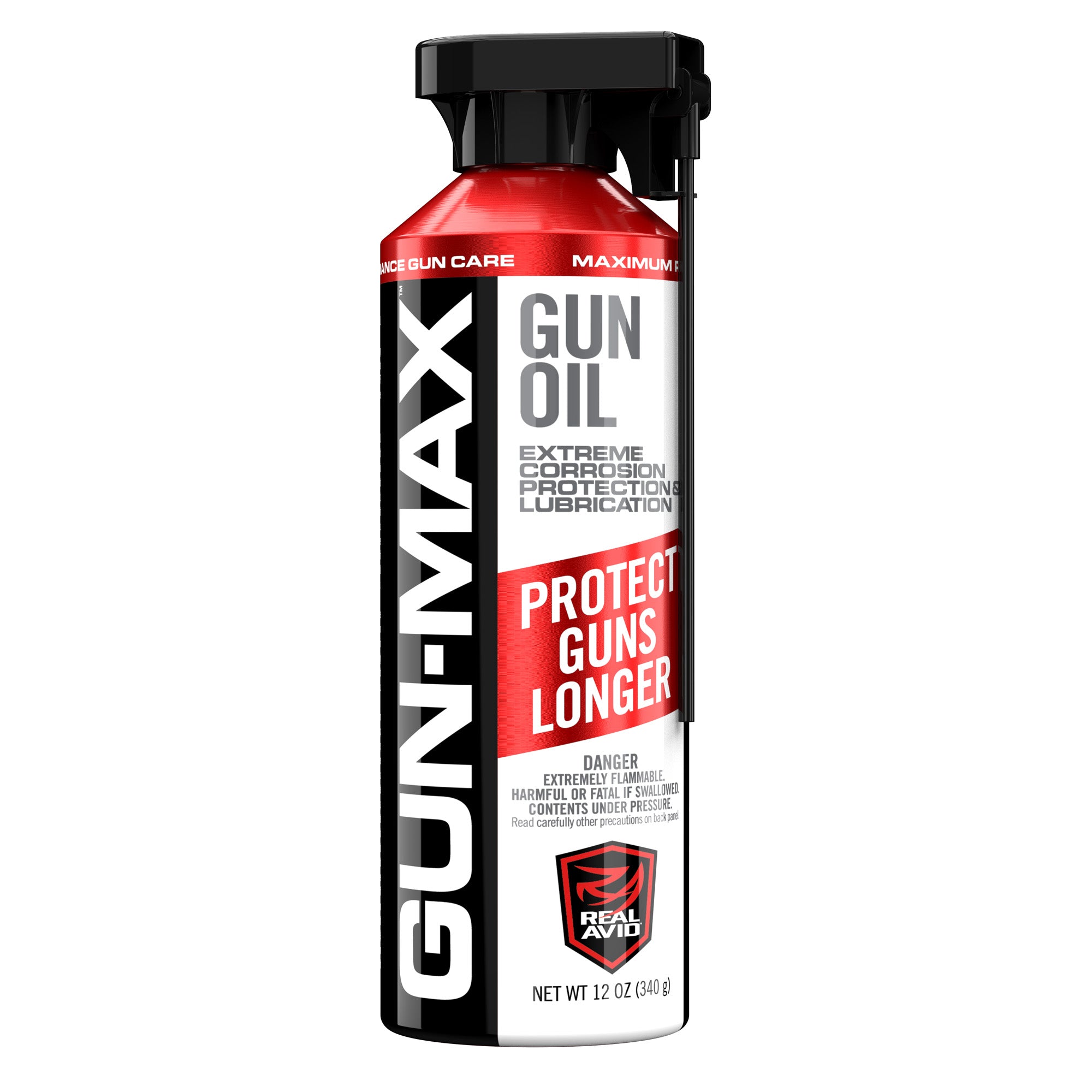 Real Avid Gun Max Gun Oil 12 oz aerosol – Advanced Lubricant and Protectant for Firearms