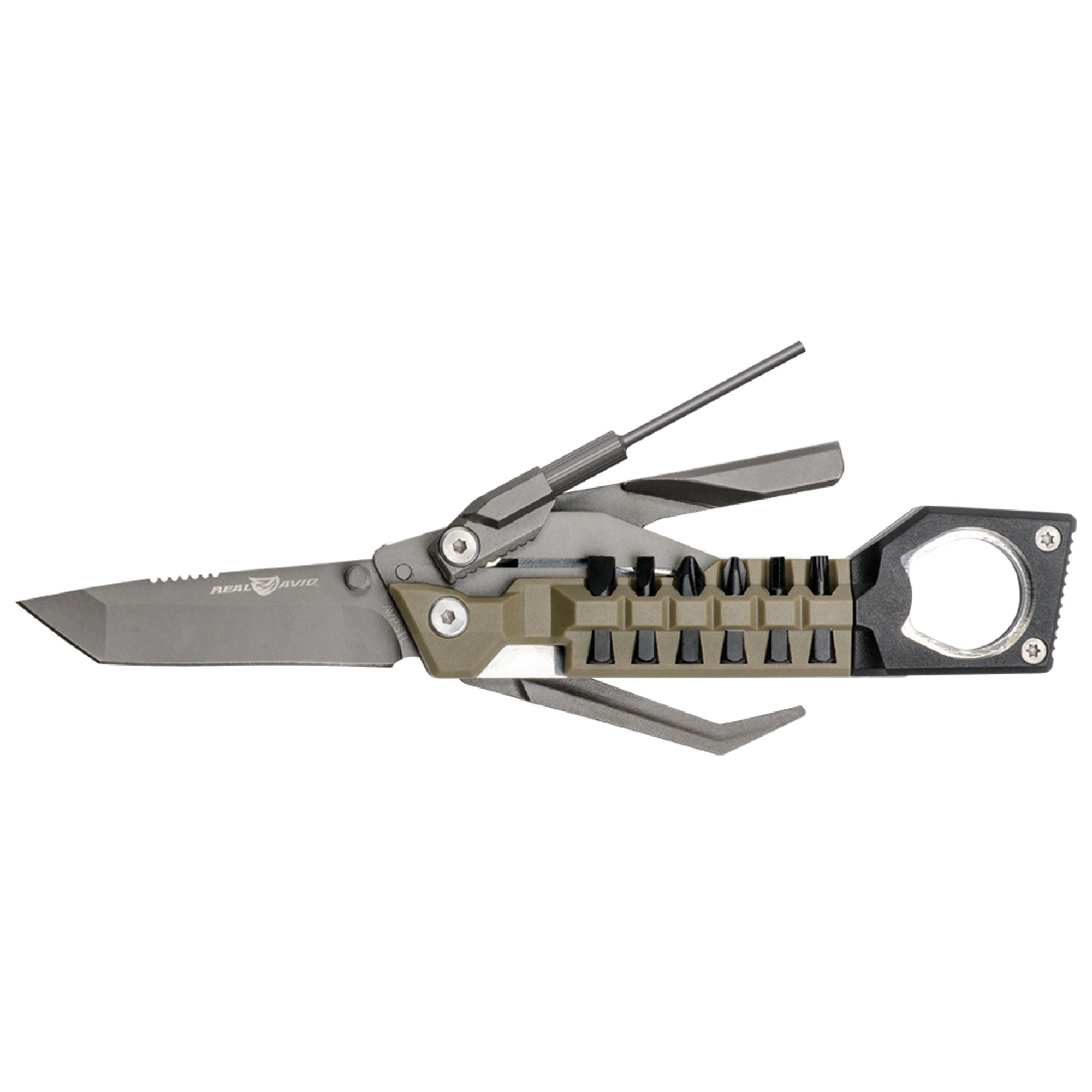 Real Avid The Pistol Tool - Flat Dark Earth Multi-Tool with 19 Precision Tools