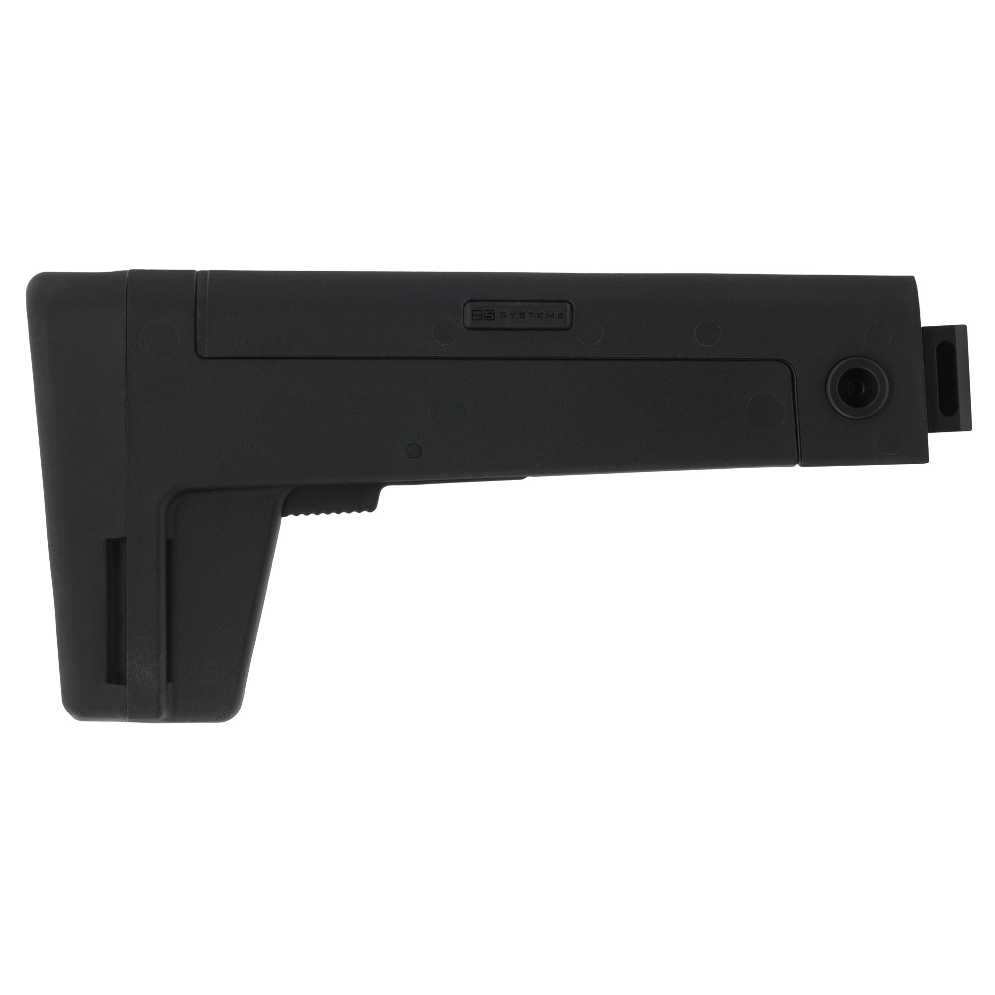 B5 Systems AK Stock 4.5mm Black – Adjustable Folding Stock with Optic Rail and Cushioned Buttpad