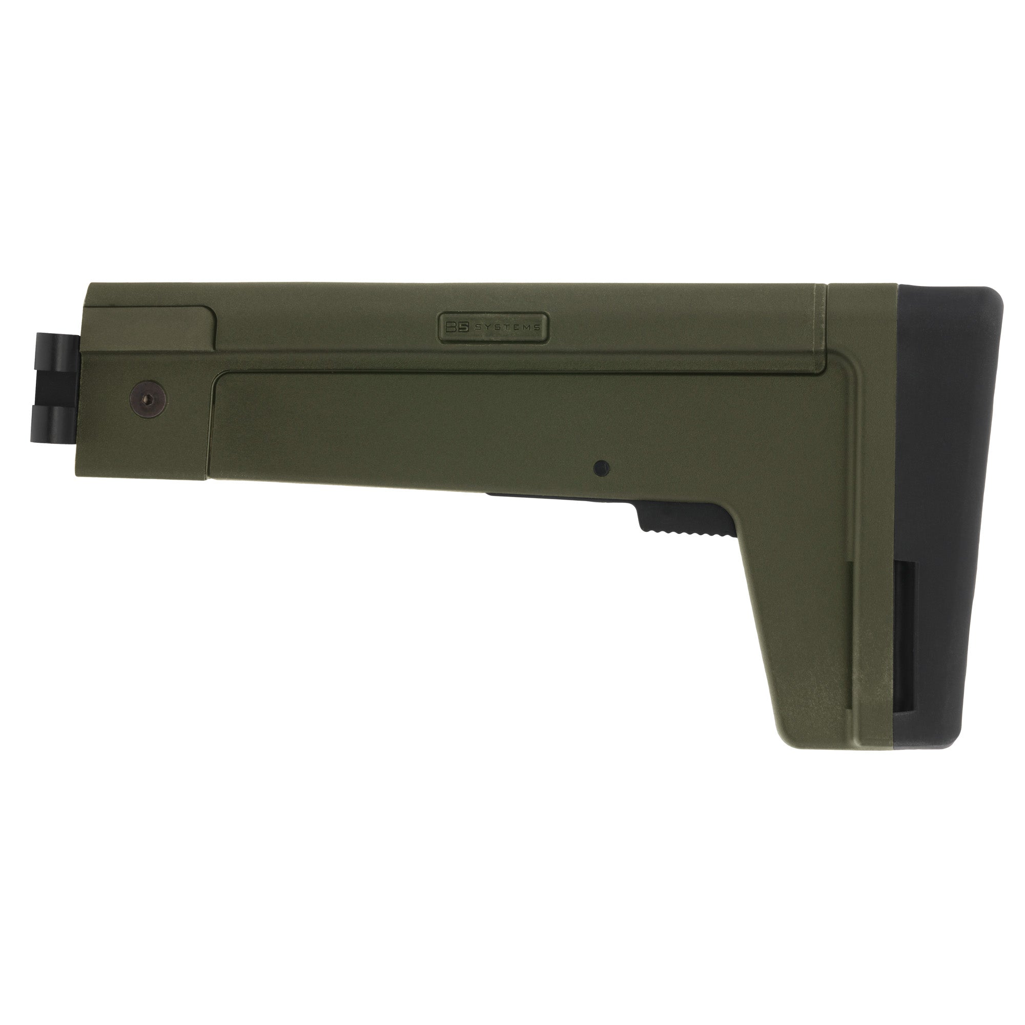 B5 Systems AK Stock 4.5mm in Olive Drab Green – Adjustable Folding Stock with QD Mounts and Cushioned Buttpad