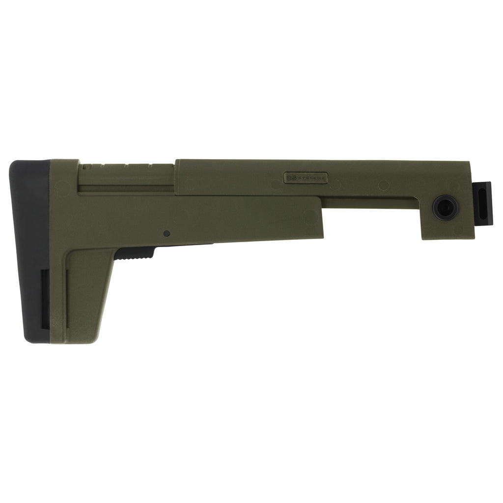 B5 Systems AK Stock 4.5mm in Olive Drab Green – Adjustable Folding Stock with QD Mounts and Cushioned Buttpad