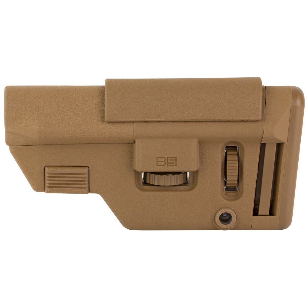 B5 Systems Collapsible Precision Stock Medium in Coyote - Adjustable Cheekpiece and Buttpad for Milspec Carbine Receivers