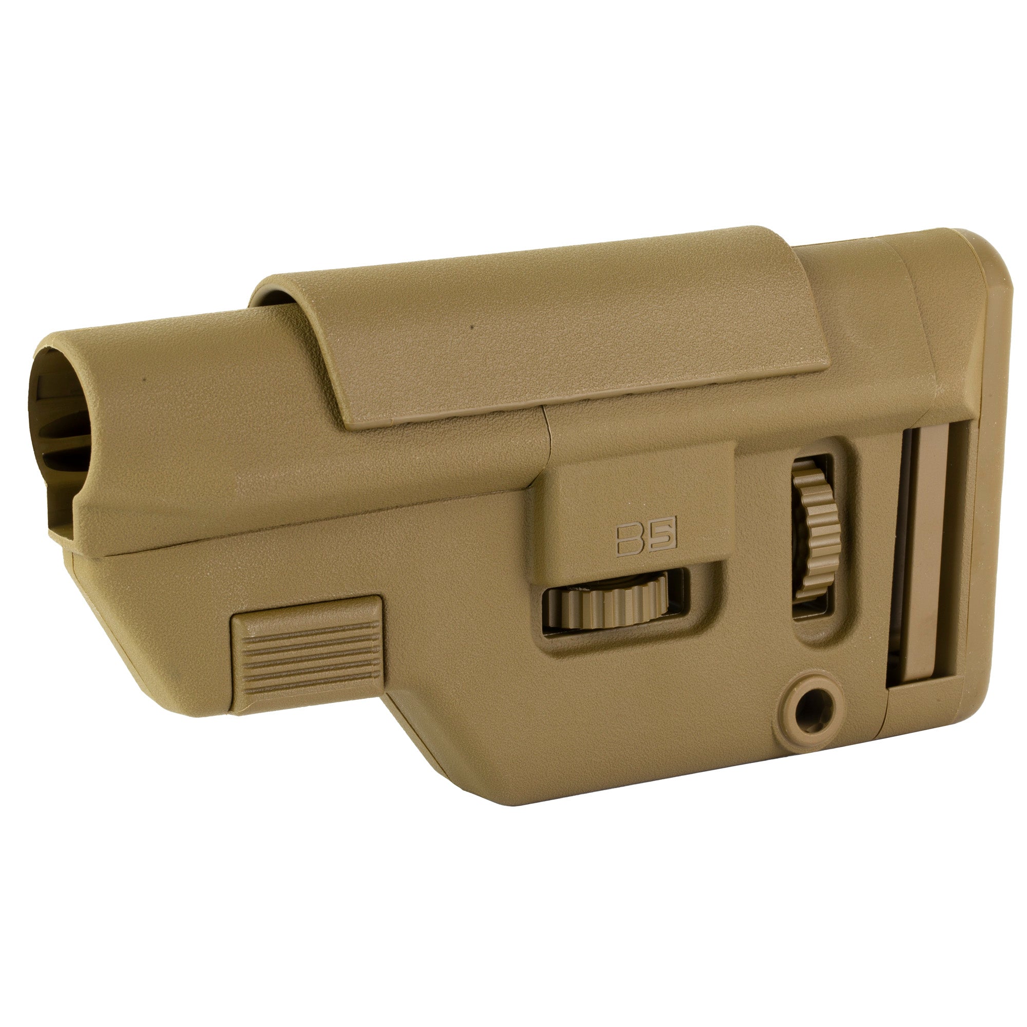 B5 Systems Collapsible Precision Stock Long Coyote | Adjustable Cheekpiece & Buttpad for Milspec Carbine Rifles