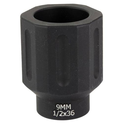 Battle Arms Development Hex Flashcan, Blast Diverter, 9MM, Anodized Finish Black, 1/2X36 Threaded