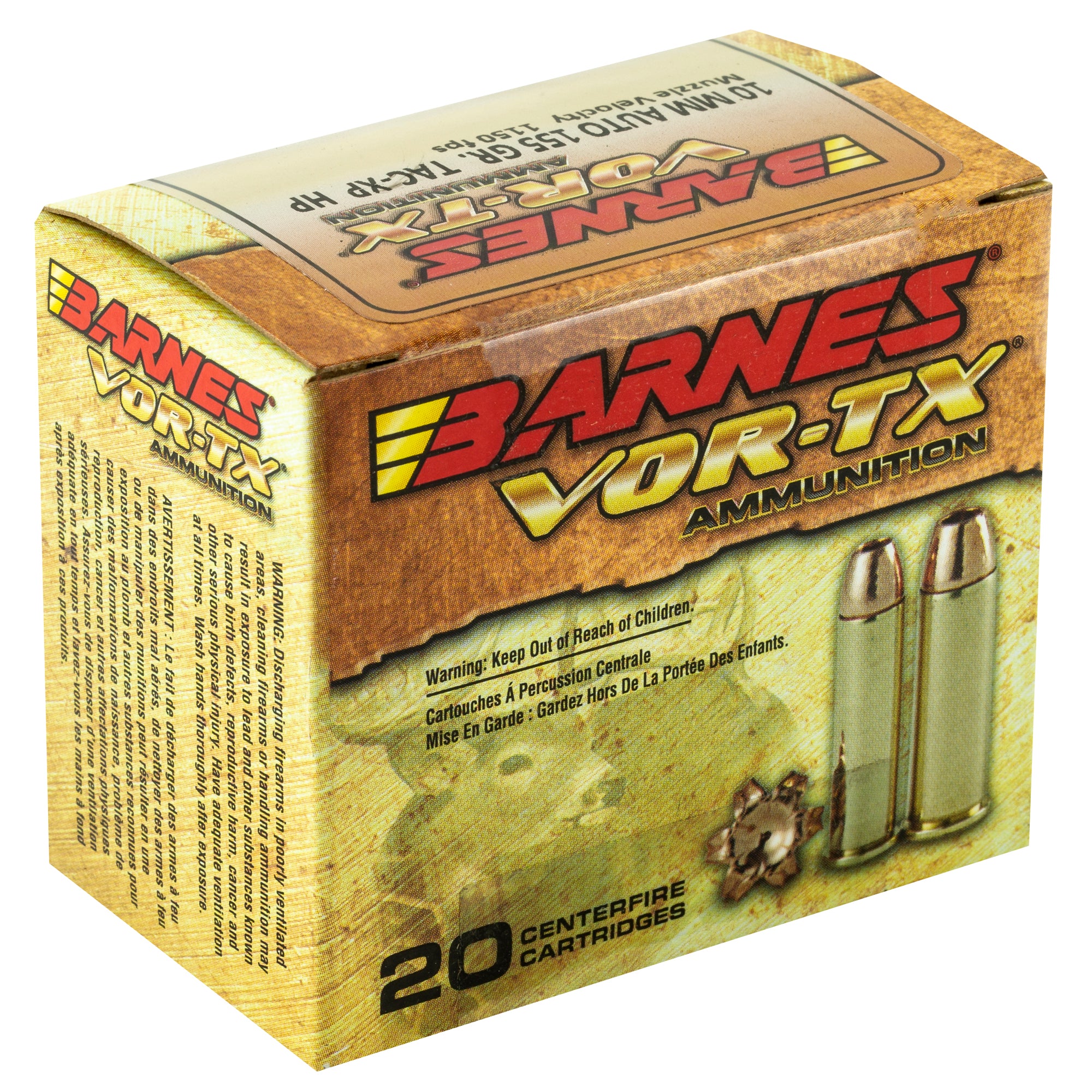 Barnes VOR-TX 10mm 155 Grain XPB Handgun Ammunition - 20 Rounds
