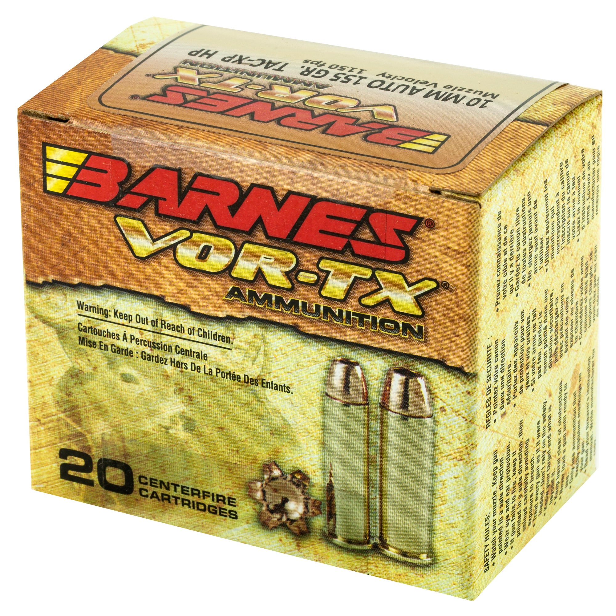 Barnes VOR-TX 10mm 155 Grain XPB Handgun Ammunition - 20 Rounds