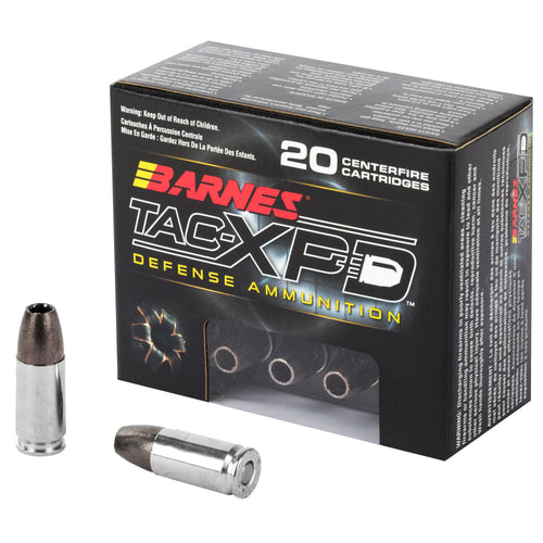 Barnes Tac-Xpd, 9mm+P, 115 Grain, Tac-Xp, Hollow Point, Lead Free, 20 Round Box, California Certified Nonlead
