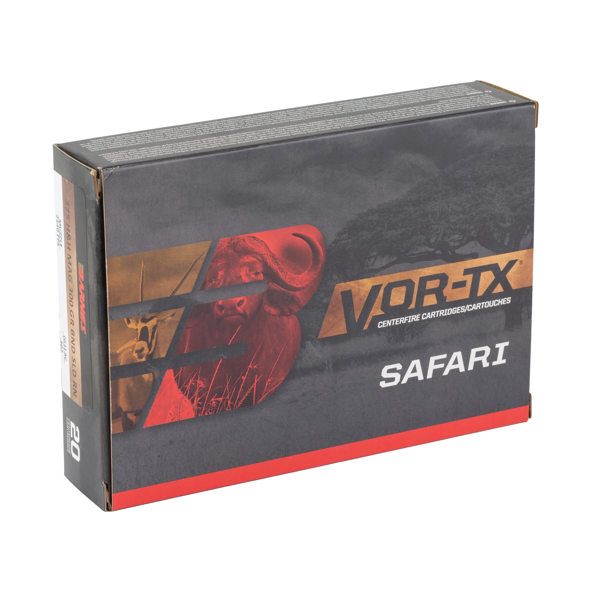 Barnes VOR-TX Safari .375 H&H 300-Grain Round Nose Ammunition (20 Rounds)