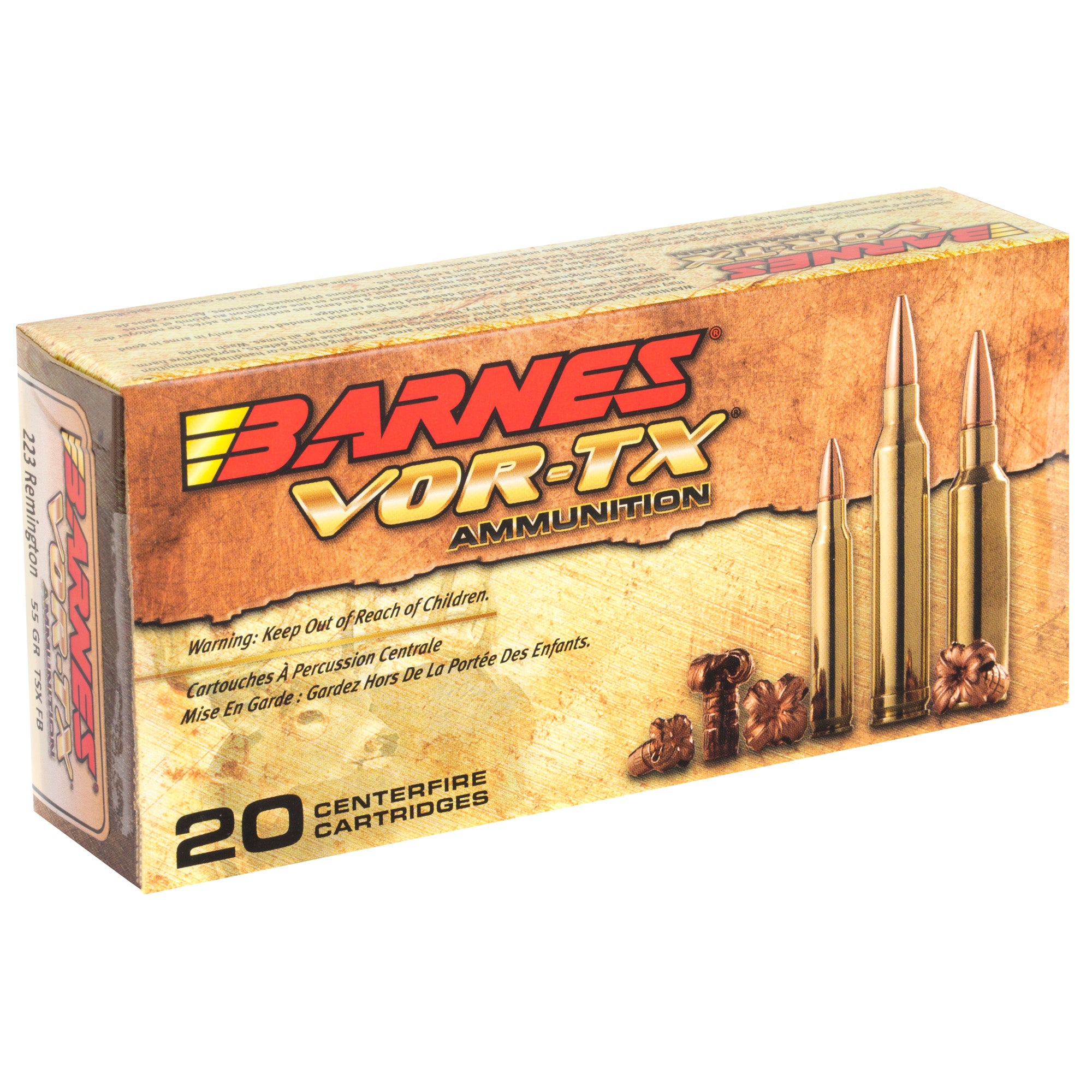 Barnes VOR-TX .223 Remington 55 Grain TSX Flat Base Ammunition - 20 Rounds