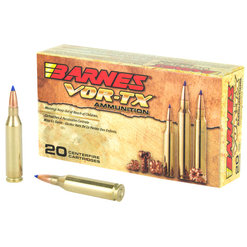 Barnes Vor-Tx, 243WIN, 80 Grain, Tipped Triple Shock X, Boat Tail, Lead Free, 20 Round Box, California Certified