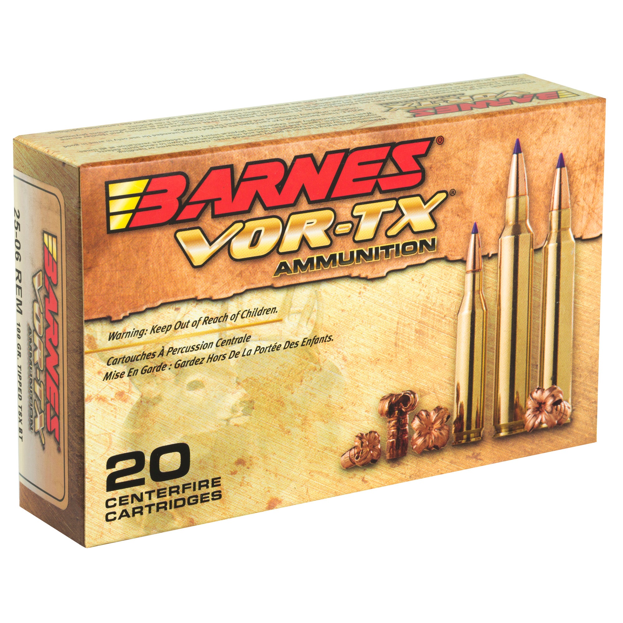 Barnes VOR-TX 25-06 Remington 100 Grain Tipped Triple Shock X Ammunition