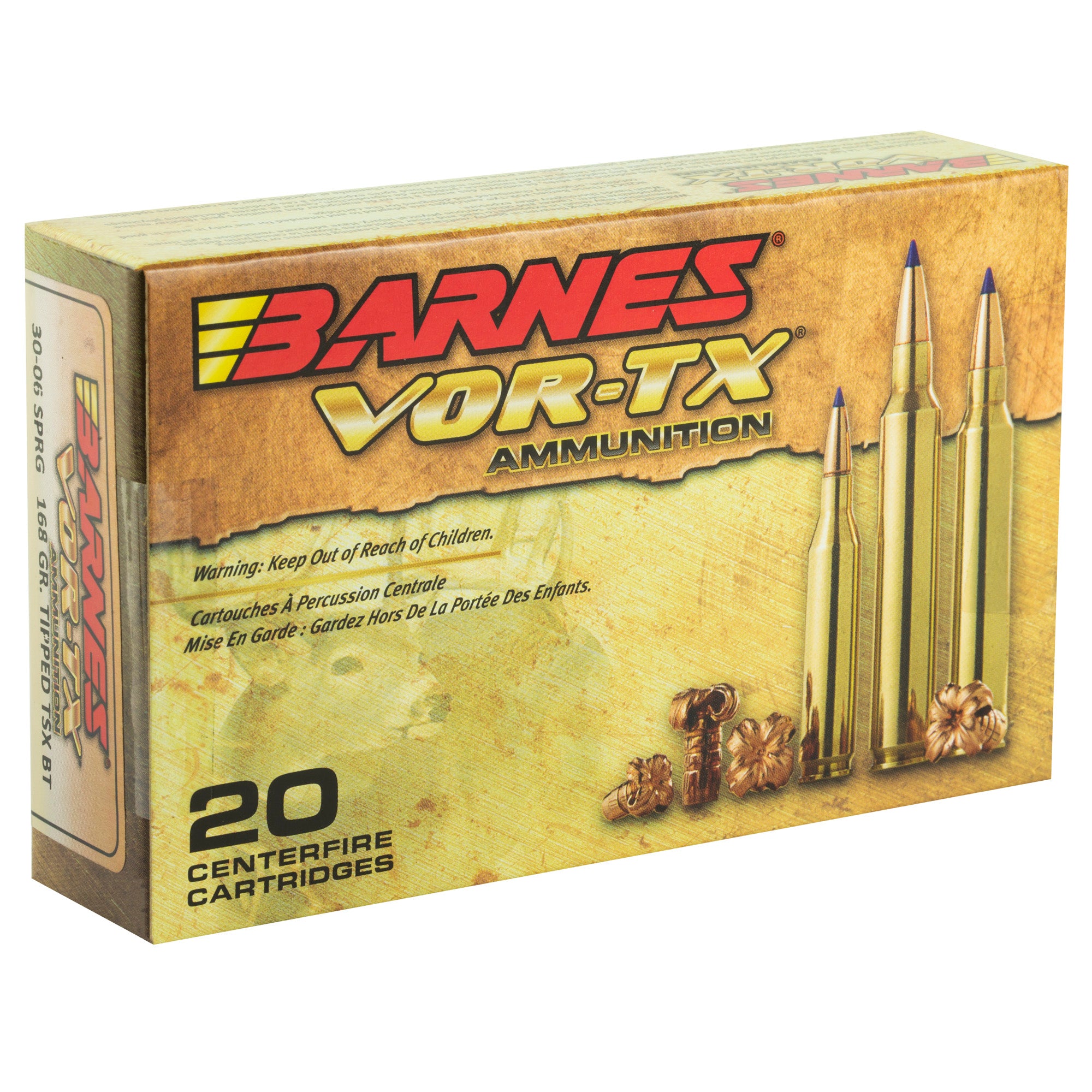 Barnes VOR-TX 30-06 Springfield Tipped Triple Shock X 168-Grain Ammunition (20 Rounds)