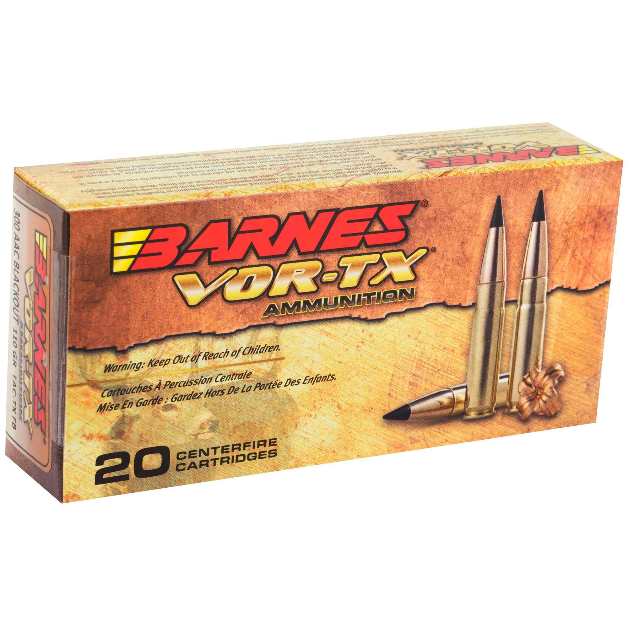 Barnes VOR-TX 300 Blackout 110 Grain Tipped Triple Shock X Ammunition