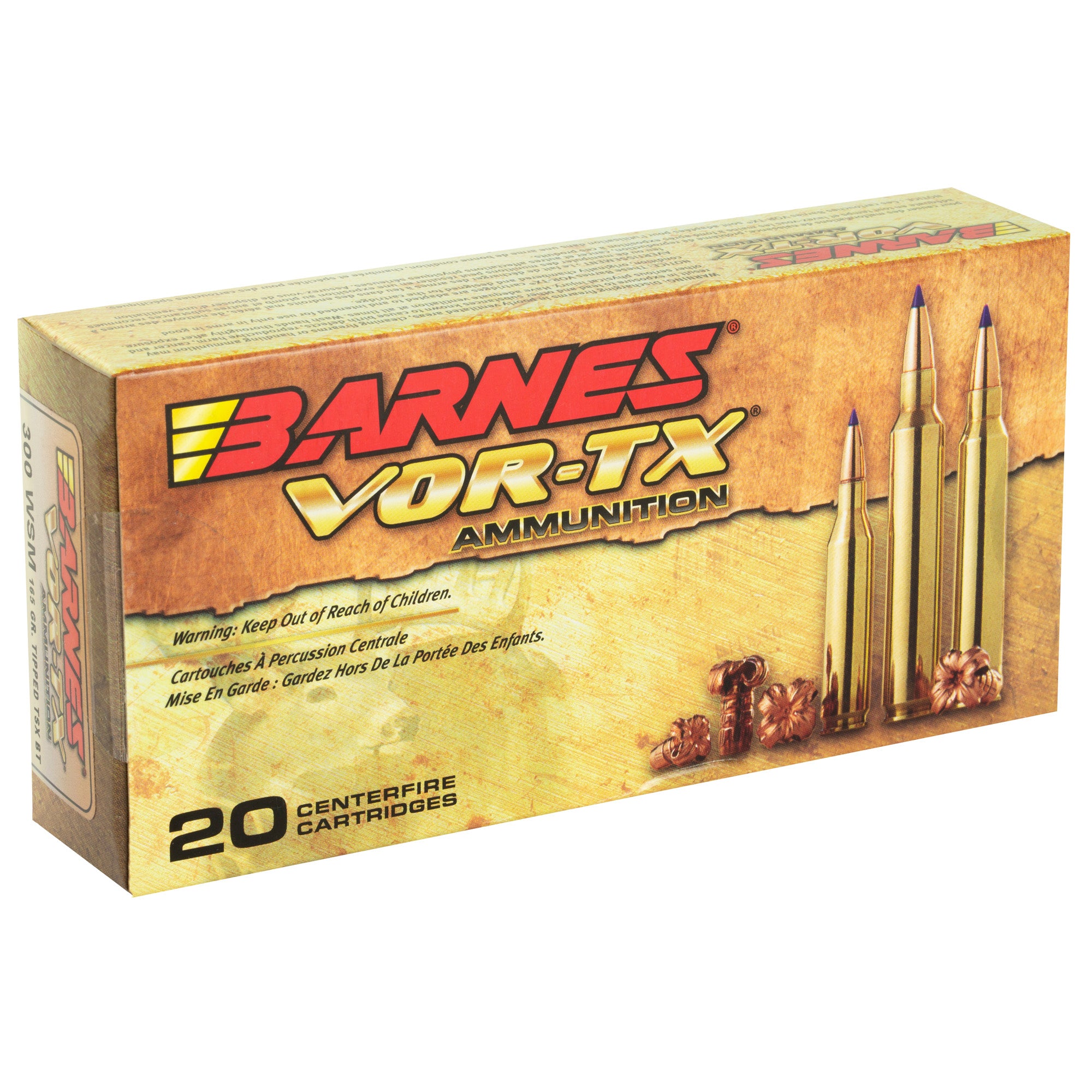Barnes VOR-TX 300 Winchester Short Magnum 165 Grain Tipped Triple Shock X Ammunition