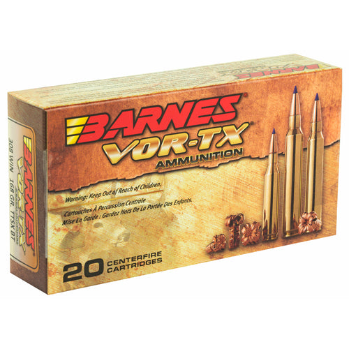 Barnes VOR-TX 308 Winchester 168 Grain Tipped Triple Shock X Ammunition - 20 Rounds