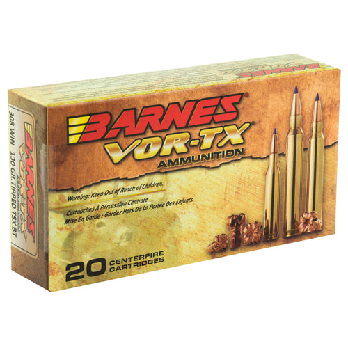 Barnes VOR-TX Tipped Triple Shock X .308 Winchester 130 Grain Ammunition - 20 Rounds