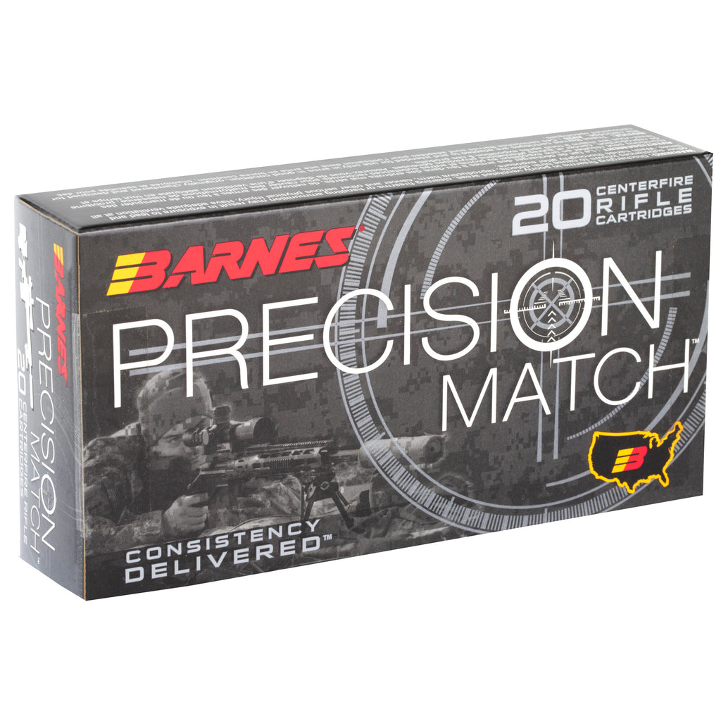 Barnes Precision Match .308 Winchester 175 Grain Open Tip Match Ammunition – 20 Rounds Per Box
