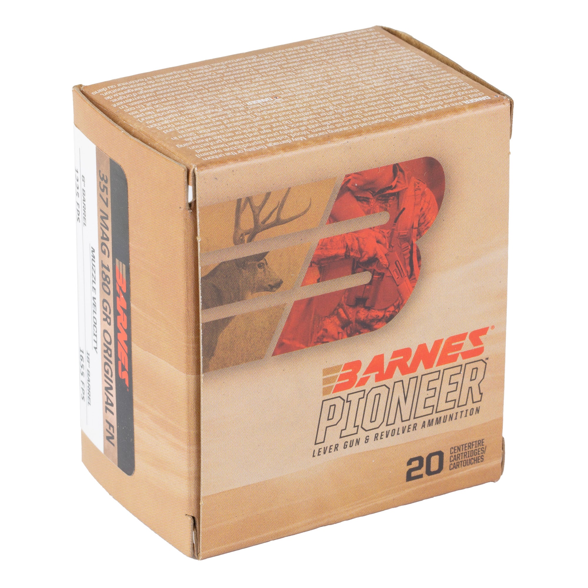 Barnes Pioneer 357 Magnum 180-Grain Soft Point Ammunition - 20 Rounds per Box