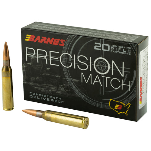 Barnes Precision Match, 338 Lapua, 300 Grain, Open Tip Match Boat Tail, 20 Round Box