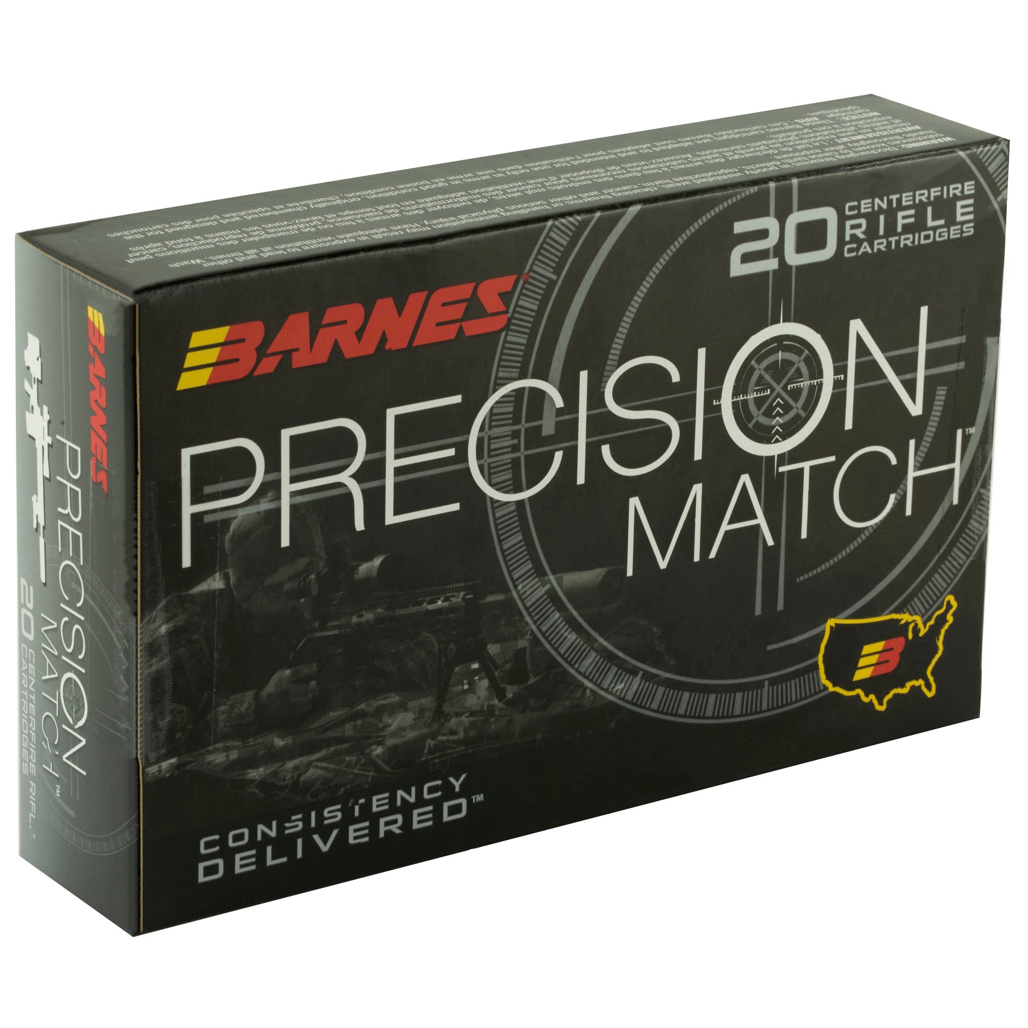 Barnes Precision Match 338 Lapua Mag 300 Grain Open Tip Match Ammunition - 20 Rounds Per Box