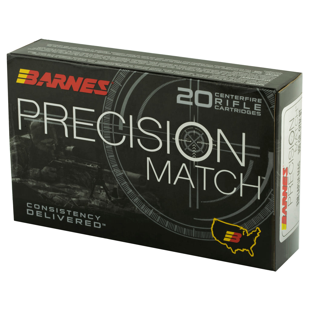 Barnes Precision Match 338 Lapua Mag 300 Grain Open Tip Match Ammunition - 20 Rounds Per Box