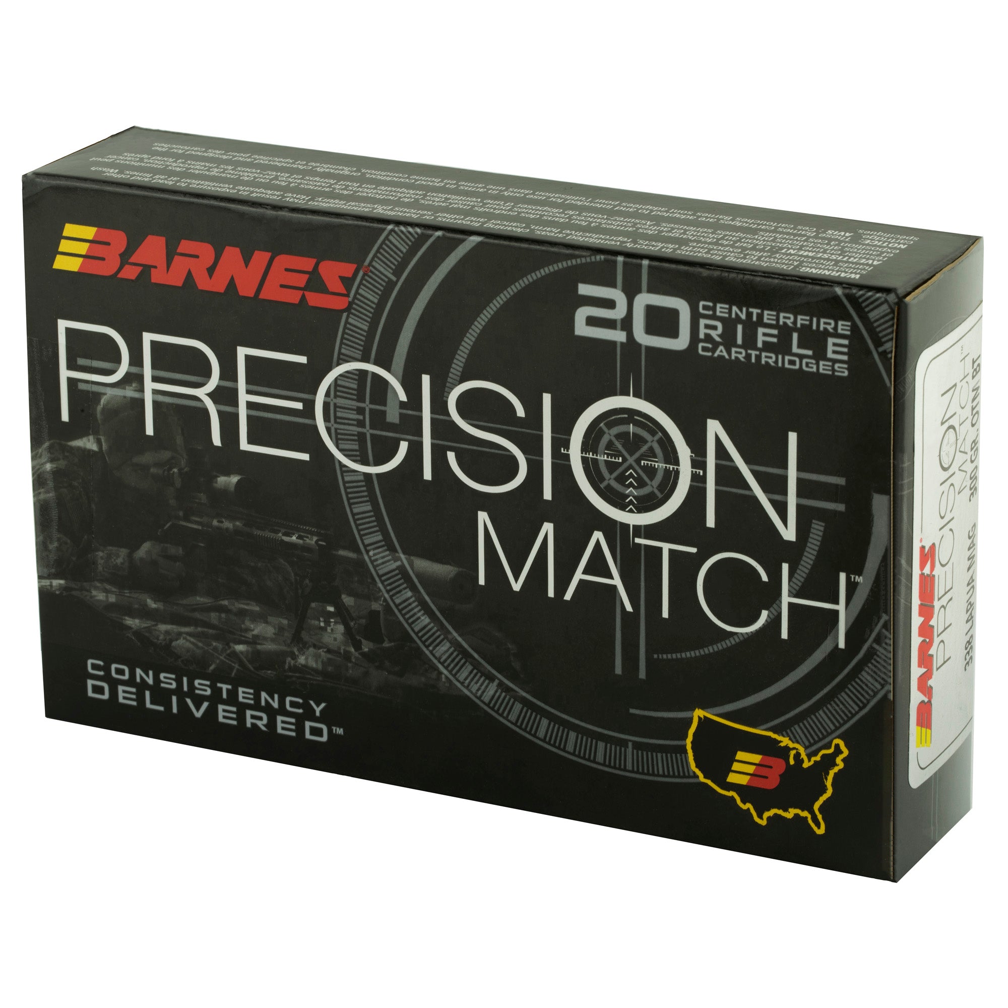Barnes Precision Match 338 Lapua Mag 300 Grain Open Tip Match Ammunition - 20 Rounds Per Box